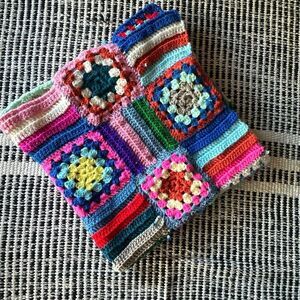 Baby Colorful Afghan 31”x32” baby knitted blanket
